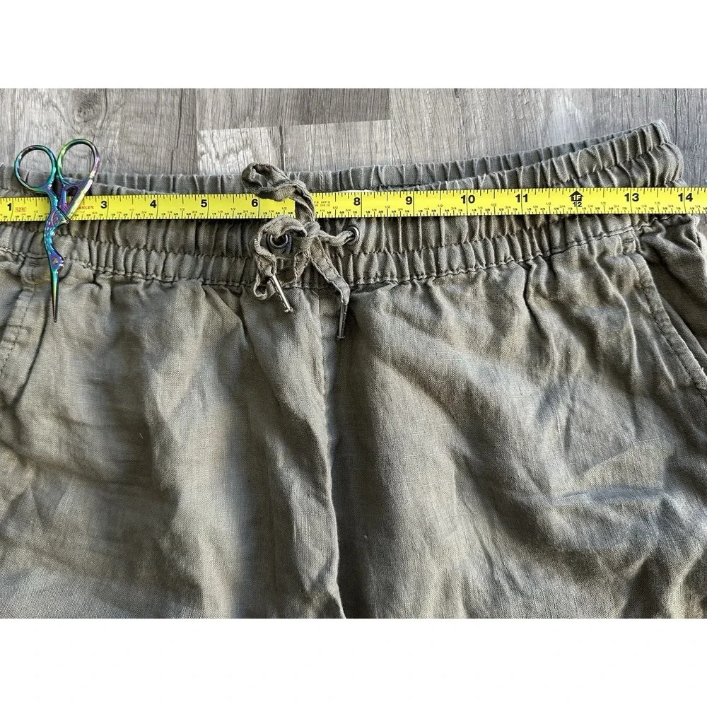 H&M L.O.G.G. Women's Size 4‎ Green Linen Blend Drawstring Waist Casual Pants